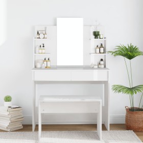 Dressing table with glossy white mirror 96x40x142 cm by vidaXL, Bedroom Dressers - Ref: Foro24-802837, Price: 110,81 €, Disco...