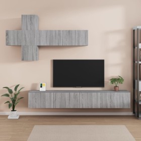 TV furniture set 7 pieces Sonoma gray plywood by vidaXL, TV Furniture - Ref: Foro24-3114524, Price: 202,49 €, Discount: %