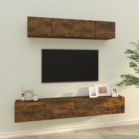 Set de muebles de TV 4 pzas madera contrachapada roble ahumado de vidaXL, Muebles TV - Ref: Foro24-3114531, Precio: 132,99 €,...