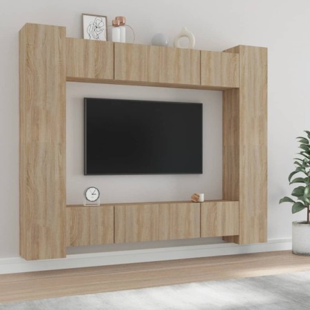 TV furniture set 8 pieces Sonoma oak plywood by vidaXL, TV Furniture - Ref: Foro24-3114232, Price: 342,37 €, Discount: %