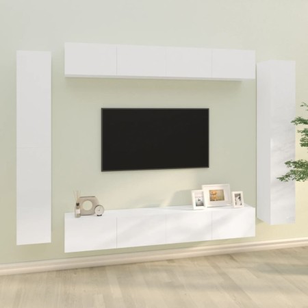 TV furniture set 8 pieces glossy white plywood by vidaXL, TV Furniture - Ref: Foro24-3114298, Price: 422,99 €, Discount: %