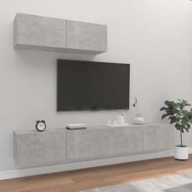 TV furniture set 3 pieces concrete gray plywood by vidaXL, TV Furniture - Ref: Foro24-3114481, Price: 146,22 €, Discount: %