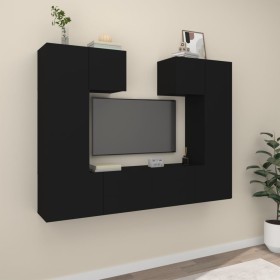 Set de muebles para TV 6 piezas madera contrachapada negro de vidaXL, Muebles TV - Ref: Foro24-3114455, Precio: 213,40 €, Des...