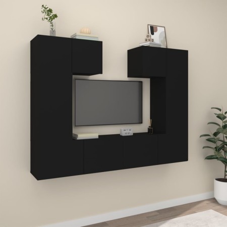 6-piece black plywood TV furniture set by vidaXL, TV Furniture - Ref: Foro24-3114455, Price: 196,02 €, Discount: %