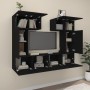 Set de muebles para TV 6 piezas madera contrachapada negro de vidaXL, Muebles TV - Ref: Foro24-3114455, Precio: 213,40 €, Des...