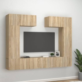 TV furniture set 6 pieces sonoma oak plywood by vidaXL, TV Furniture - Ref: Foro24-3114464, Price: 259,27 €, Discount: %