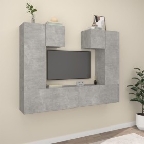 TV furniture set 6 pieces concrete gray plywood by vidaXL, TV Furniture - Ref: Foro24-3114457, Price: 178,99 €, Discount: %