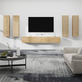 TV furniture set 6 pieces sonoma oak plywood by vidaXL, TV Furniture - Ref: Foro24-3114352, Price: 281,37 €, Discount: %