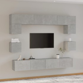 TV-Möbelset 8-teilig aus betongrauem Sperrholz von vidaXL, TV-Möbel - Ref: Foro24-3114417, Preis: 254,98 €, Rabatt: %