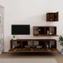 TV furniture set 4 pieces smoked oak plywood by vidaXL, TV Furniture - Ref: Foro24-3114651, Price: 128,99 €, Discount: %