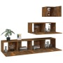 TV furniture set 4 pieces smoked oak plywood by vidaXL, TV Furniture - Ref: Foro24-3114651, Price: 128,99 €, Discount: %