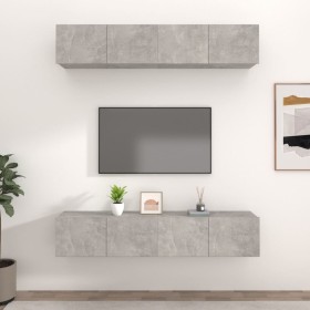 Muebles TV 4 uds madera contrachapada gris hormigón 80x30x30 cm de vidaXL, Muebles TV - Ref: Foro24-3114185, Precio: 123,94 €...