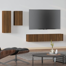 TV furniture set 4 pieces oak brown plywood by vidaXL, TV Furniture - Ref: Foro24-3114629, Price: 157,99 €, Discount: %