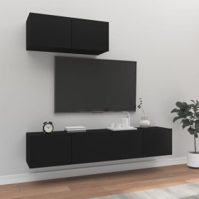 3-piece black plywood TV furniture set by vidaXL, TV Furniture - Ref: Foro24-3114471, Price: 135,75 €, Discount: %