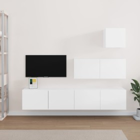 TV furniture set, 4-piece white plywood. by vidaXL, TV Furniture - Ref: Foro24-3114646, Price: 143,26 €, Discount: %