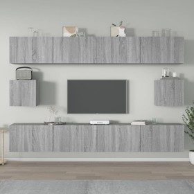 TV furniture set 6 pieces Sonoma gray plywood by vidaXL, TV Furniture - Ref: Foro24-3114372, Price: 233,14 €, Discount: %