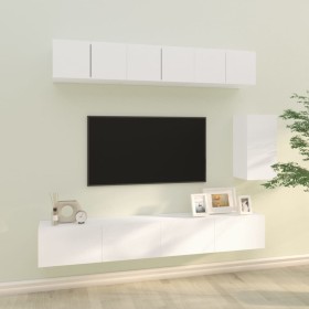 TV furniture set 6 pieces white plywood by vidaXL, TV Furniture - Ref: Foro24-3114614, Price: 211,63 €, Discount: %