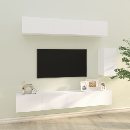 Set de muebles para TV 6 piezas madera contrachapada blanco de vidaXL, Muebles TV - Ref: Foro24-3114614, Precio: 211,63 €, De...