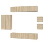 TV furniture set 8 pieces Sonoma oak plywood by vidaXL, TV Furniture - Ref: Foro24-3114488, Price: 253,35 €, Discount: %