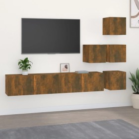 Smoked oak plywood TV wall unit by vidaXL, TV Furniture - Ref: Foro24-3114579, Price: 145,99 €, Discount: %