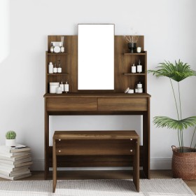 Dressing table with brown oak mirror 96x40x142 cm by vidaXL, Bedroom Dressers - Ref: Foro24-820498, Price: 117,90 €, Discount: %