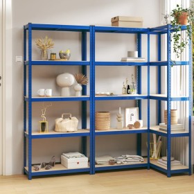 Shelving 5 levels 3 units steel and blue plywood by vidaXL, Industrial shelving - Ref: Foro24-152857, Price: 101,99 €, Discou...