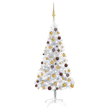 Beleuchteter Weihnachtsbaum mit Lichtern und Kugeln silber 120 cm von vidaXL, Weihnachtsbäume - Ref: Foro24-3077522, Preis: 4...