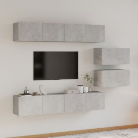 TV-Möbelset 6-teilig betongraues Sperrholz von vidaXL, TV-Möbel - Ref: Foro24-3114601, Preis: 187,78 €, Rabatt: %