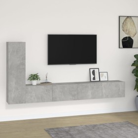 TV-Möbelset 3-teilig betongraues Sperrholz von vidaXL, TV-Möbel - Ref: Foro24-3114321, Preis: 155,58 €, Rabatt: %