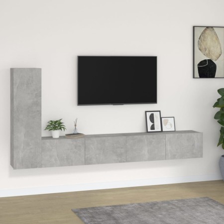 TV-Möbelset 3-teilig betongraues Sperrholz von vidaXL, TV-Möbel - Ref: Foro24-3114321, Preis: 153,52 €, Rabatt: %