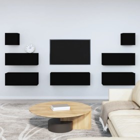 7-piece black plywood TV furniture set by vidaXL, TV Furniture - Ref: Foro24-3114543, Price: 314,56 €, Discount: %