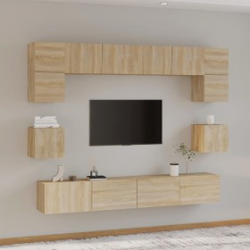 TV furniture set 8 pieces Sonoma oak plywood by vidaXL, TV Furniture - Ref: Foro24-3114416, Price: 281,29 €, Discount: %