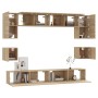 TV furniture set 8 pieces Sonoma oak plywood by vidaXL, TV Furniture - Ref: Foro24-3114416, Price: 280,18 €, Discount: %