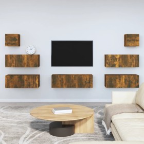 TV furniture set 7 pieces smoked oak plywood by vidaXL, TV Furniture - Ref: Foro24-3114547, Price: 216,76 €, Discount: %