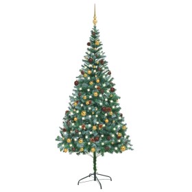 Frosted Christmas tree with lights, balls and pine cones 210 cm by vidaXL, Christmas trees - Ref: Foro24-3077529, Price: 109,...