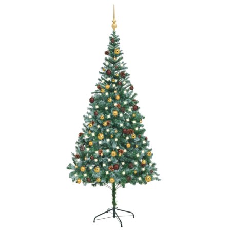 Árbol de Navidad helado con luces, bolas y piñas 210 cm de vidaXL, Arboles de navidad - Ref: Foro24-3077529, Precio: 109,99 €...