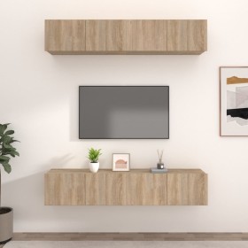 Muebles TV 4 uds madera contrachapada roble Sonoma 80x30x30 cm de vidaXL, Muebles TV - Ref: Foro24-3114184, Precio: 127,55 €,...