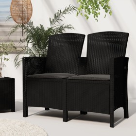 2-seater garden bench with PP rattan cushions in graphite color by vidaXL, garden benches - Ref: Foro24-3098689, Price: 152,9...