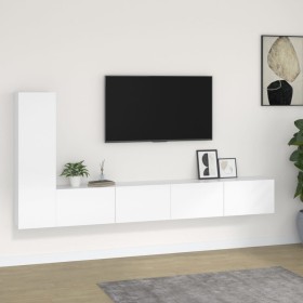 3-piece white plywood TV furniture set by vidaXL, TV Furniture - Ref: Foro24-3114318, Price: 148,83 €, Discount: %