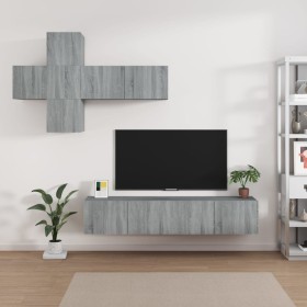 TV furniture set 7 pieces gray Sonoma plywood by vidaXL, TV Furniture - Ref: Foro24-3114516, Price: 191,99 €, Discount: %