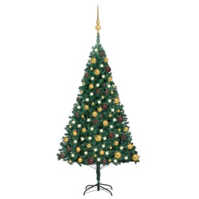 Árbol de Navidad preiluminado con luces y bolas verde 120 cm de vidaXL, Arboles de navidad - Ref: Foro24-3077534, Precio: 49,...