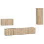 Set de muebles para TV 4 pzas madera contrachapada roble Sonoma de vidaXL, Muebles TV - Ref: Foro24-3114336, Precio: 147,03 €...