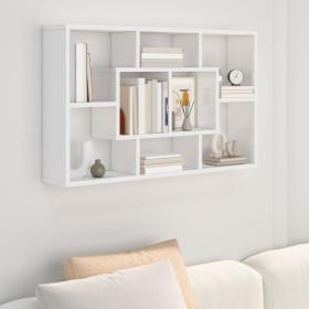 Engineered wood glossy white wall shelf 85x16x52.5 cm by vidaXL, Shelves and shelves - Ref: Foro24-801424, Price: 47,48 €, Di...