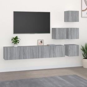 Wall-mounted TV stand made of gray Sonoma plywood. by vidaXL, TV Furniture - Ref: Foro24-3114580, Price: 150,05 €, Discount: %