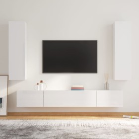 4-piece TV furniture set, glossy white plywood by vidaXL, TV Furniture - Ref: Foro24-3114210, Price: 204,99 €, Discount: %