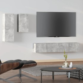 4-piece TV furniture set made of gray concrete plywood. by vidaXL, TV Furniture - Ref: Foro24-3114625, Price: 139,72 €, Disco...