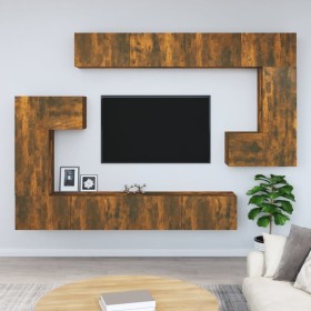 Smoked oak plywood TV wall unit by vidaXL, TV Furniture - Ref: Foro24-3114595, Price: 374,99 €, Discount: %