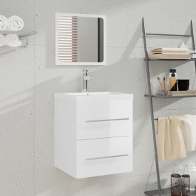 Glossy white plywood bathroom cabinet with sink by vidaXL, bathroom vanities - Ref: Foro24-3114167, Price: 134,99 €, Discount: %