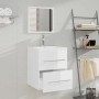 Mueble de baño con lavabo madera contrachapada blanco brillante de vidaXL, Tocadores de baño - Ref: Foro24-3114167, Precio: 1...