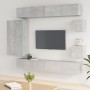 TV-Möbelset 8-teilig aus betongrauem Sperrholz von vidaXL, TV-Möbel - Ref: Foro24-3114497, Preis: 382,32 €, Rabatt: %